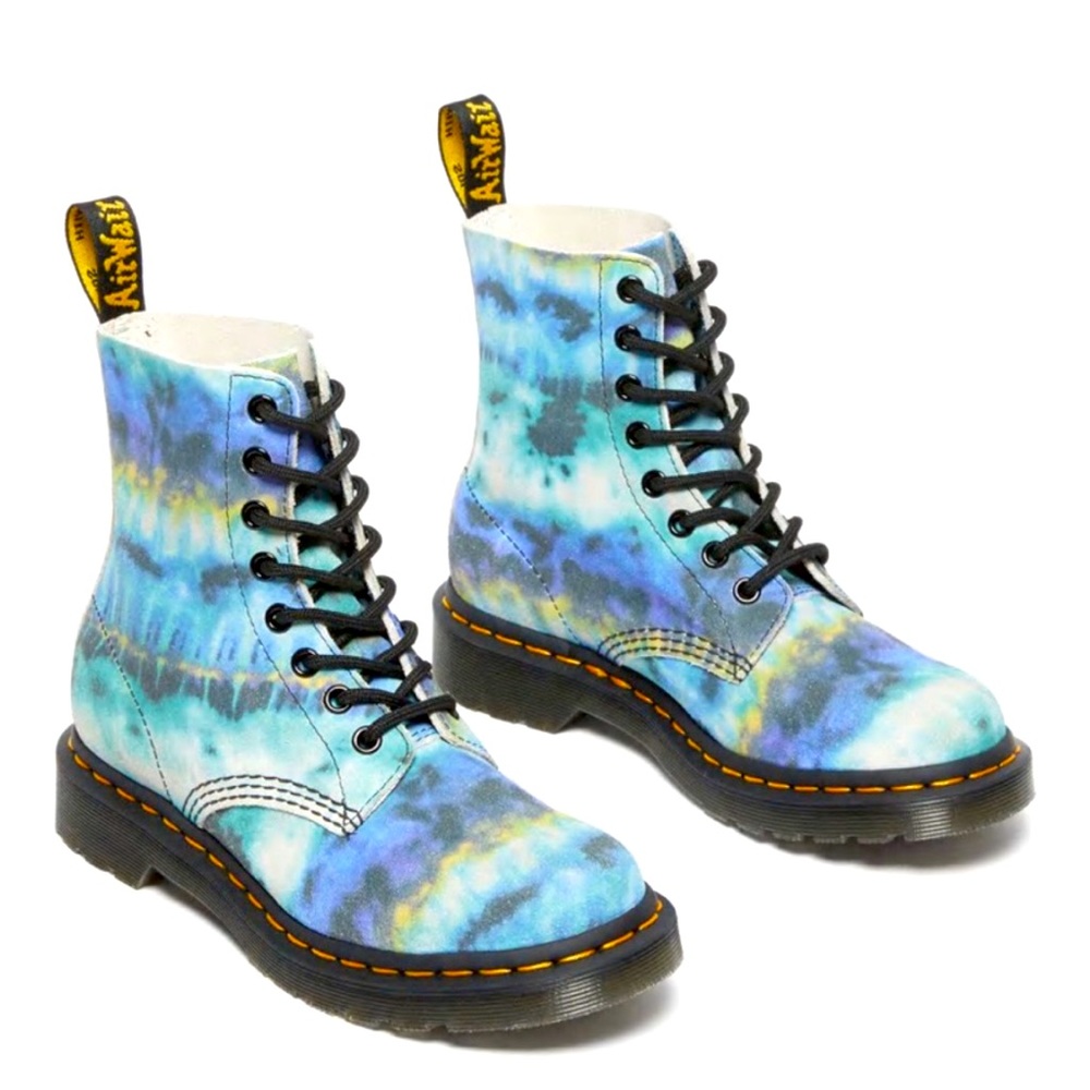 Dr Martens 1460 Pascal Tumbled Summer Tie Dye Boots in Blue